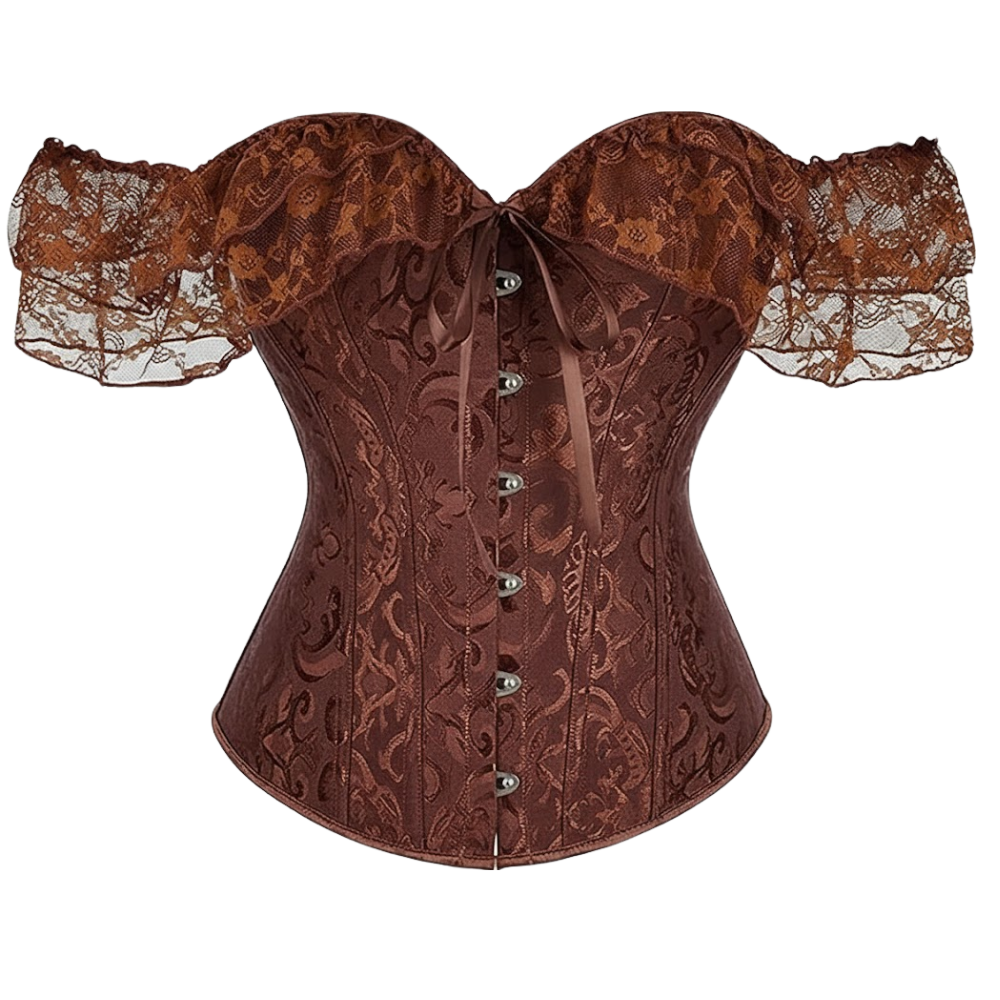 Floral Lace Off Shoulder Overbust Corset for Women