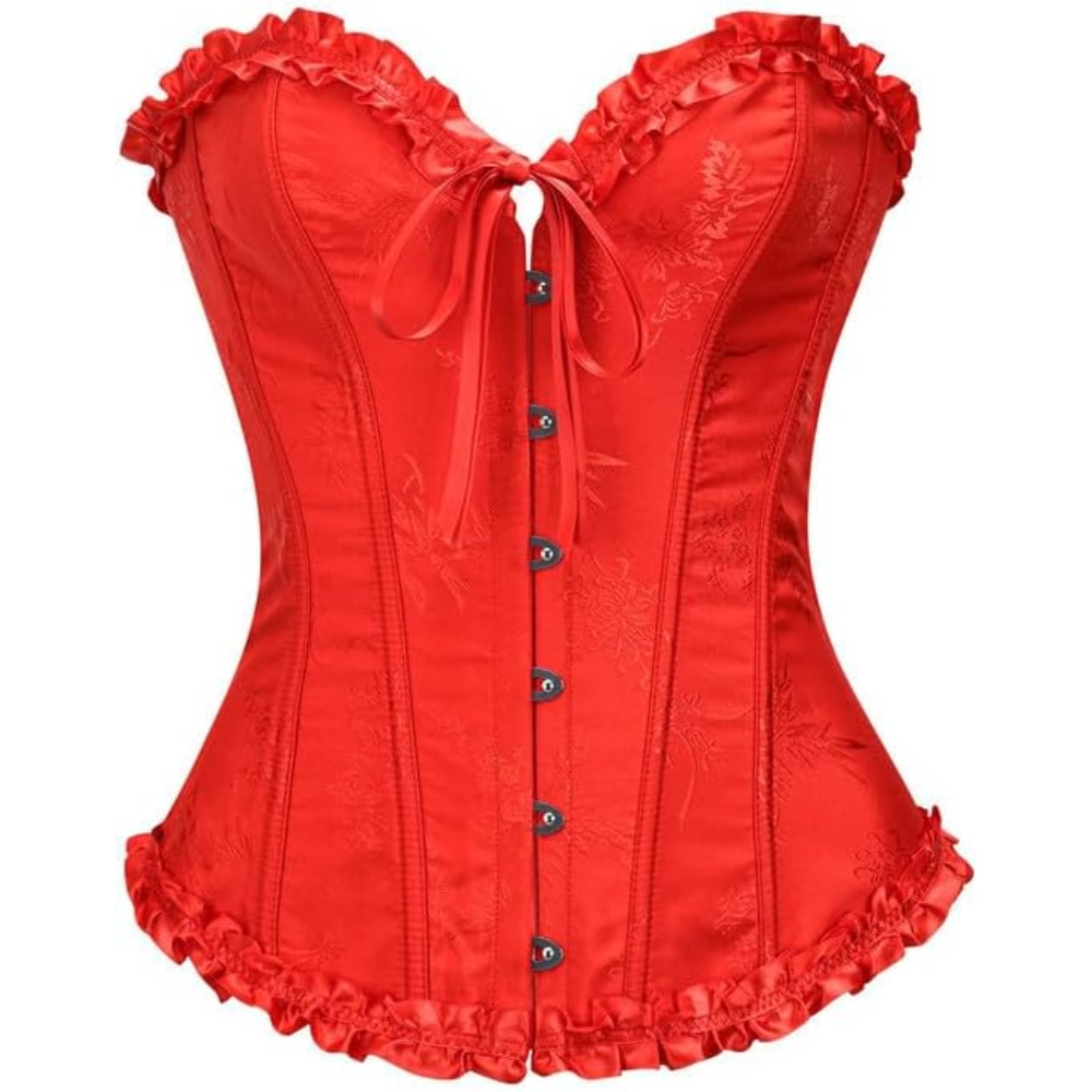 Floral Lace Up Push Up Overbust Corset Top for Women