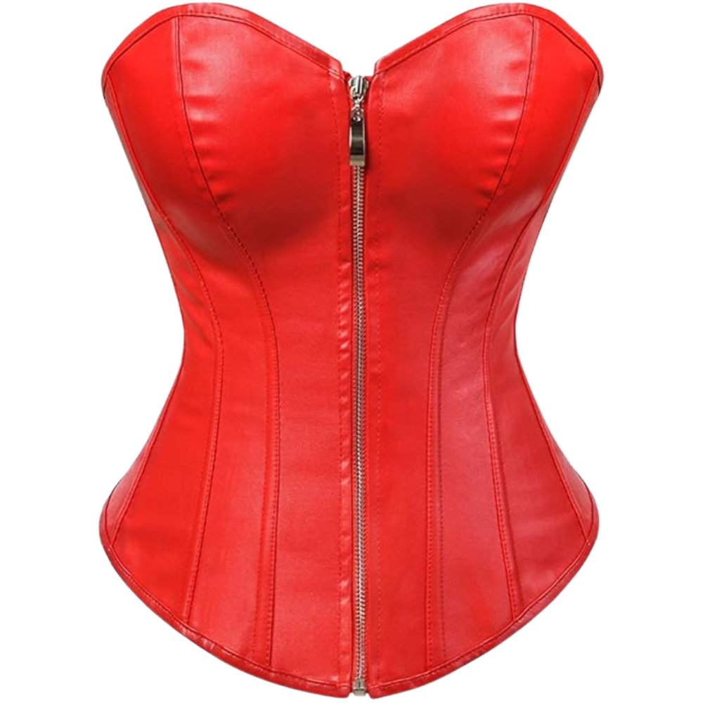 Faux Leather Steampunk Corset Top For Women