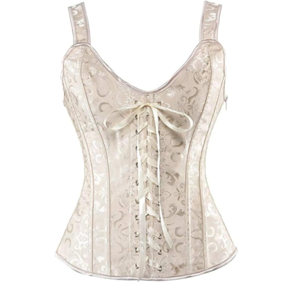 Boned Lace Up Overbust Corset Top For Women
