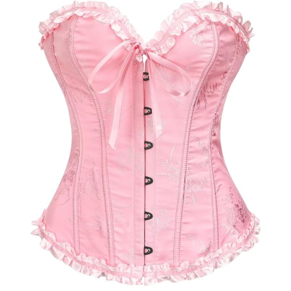 Satin Lace Up Overbust Corset Top for Women