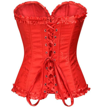 Floral Lace Up Push Up Overbust Corset Top for Women