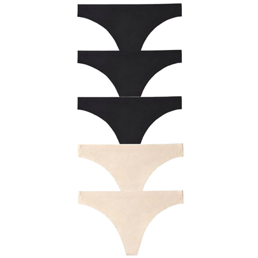 Pack Of 5 Seamless No Show Soft Thongs For Women