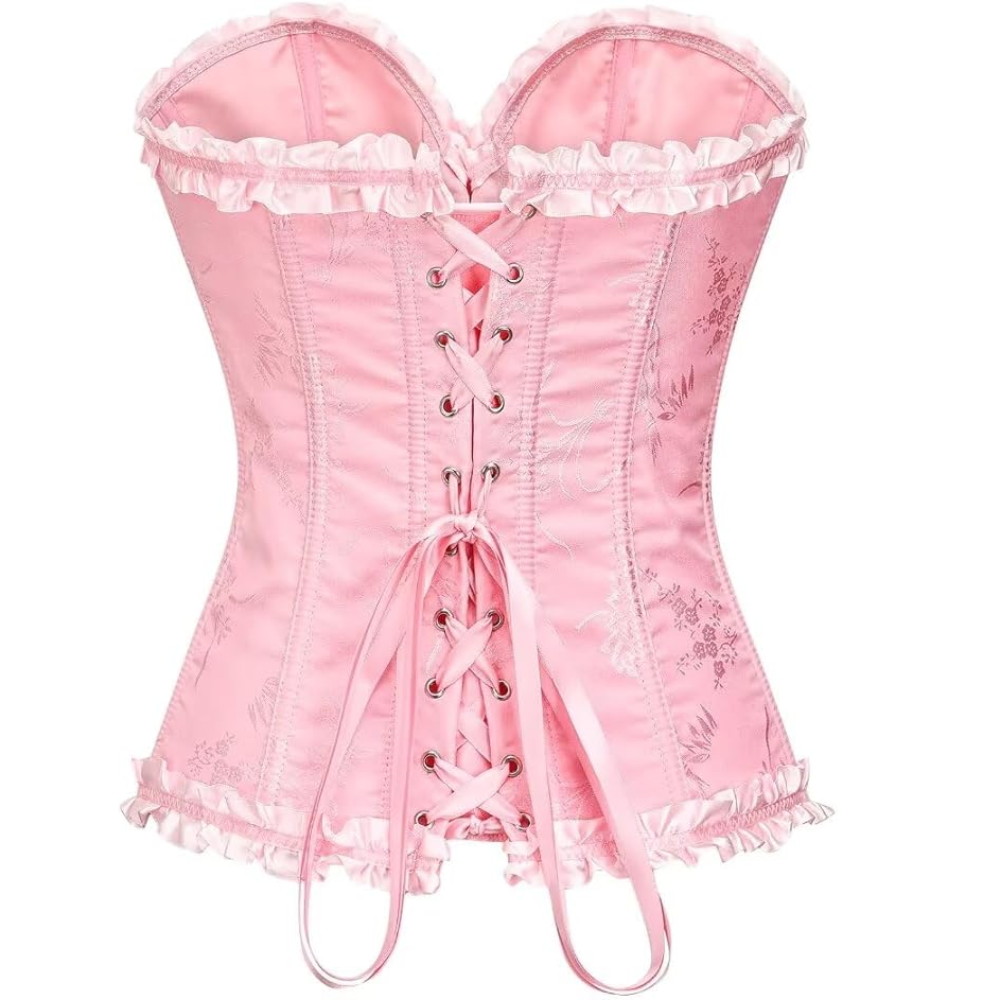 Satin Lace Up Overbust Corset Top for Women