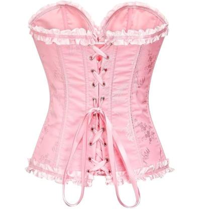 Satin Lace Up Overbust Corset Top for Women