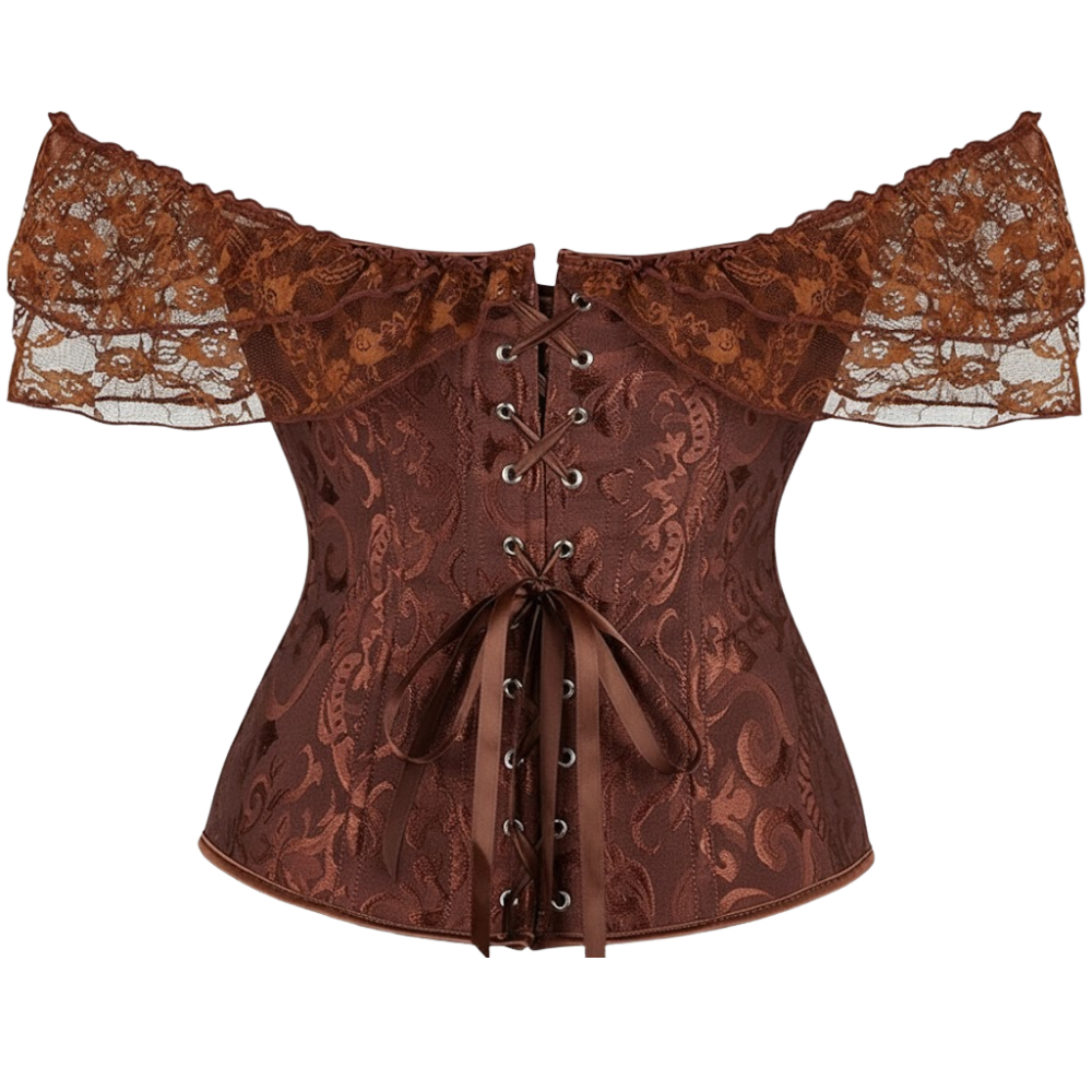 Floral Lace Off Shoulder Overbust Corset for Women