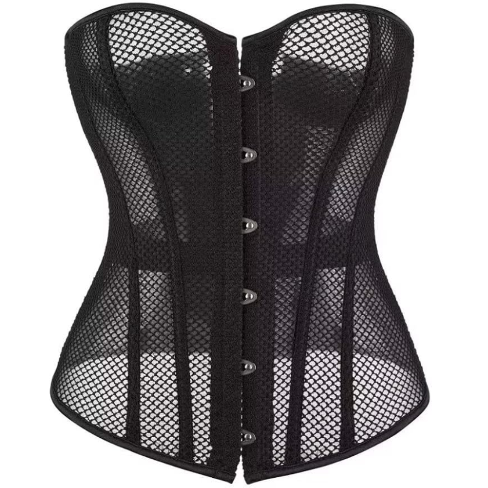 Satin Lace Up Overbust Corset Top for Women