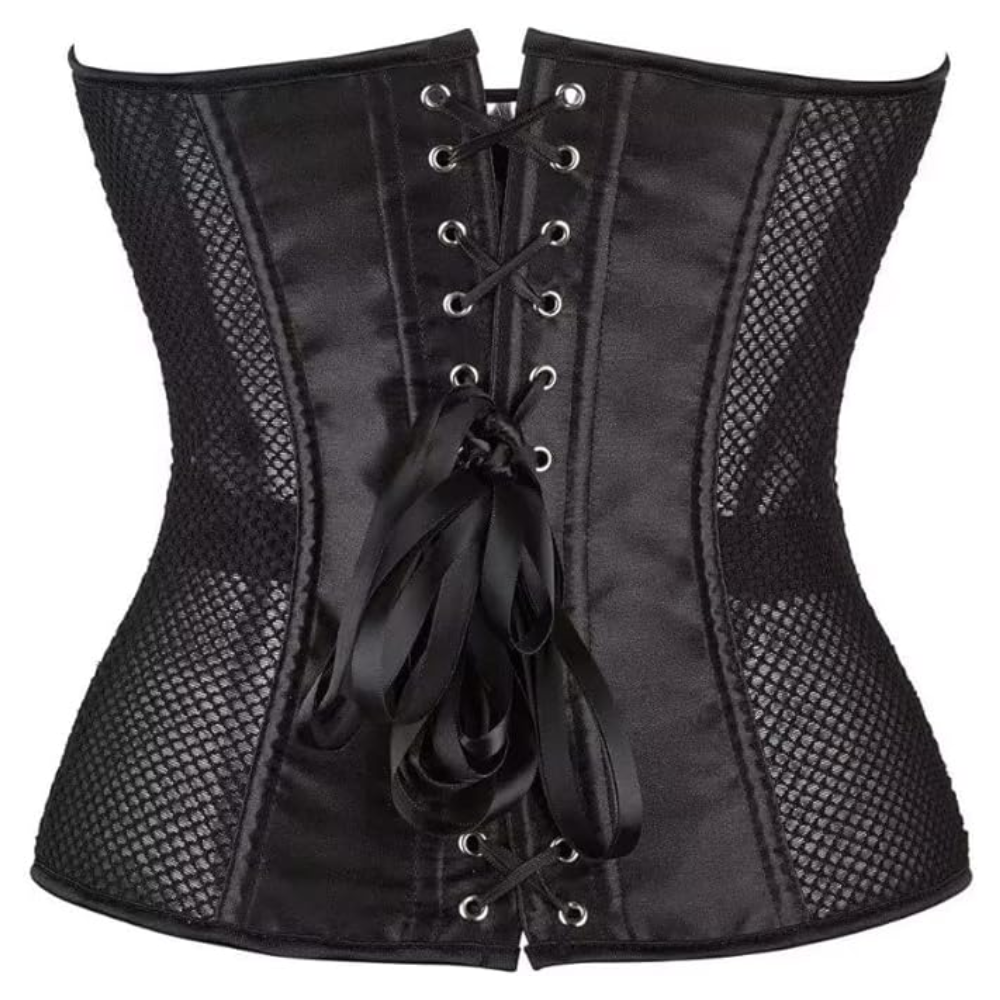 Satin Lace Up Overbust Corset Top for Women