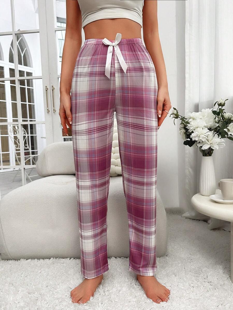 Drawstring Plaid Print Sleepwear – Lounge Pants for Every Season-Secret Slim Wear