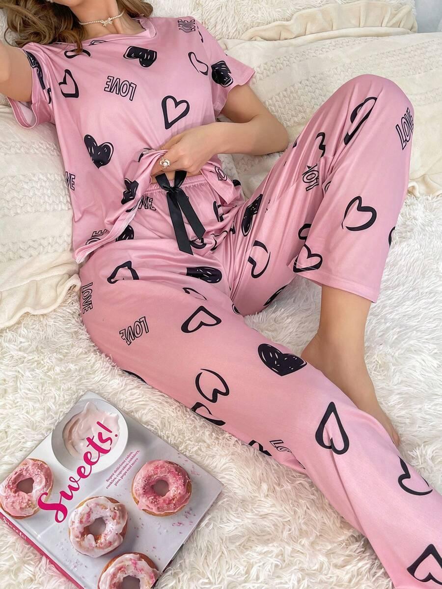 Cordate Printed Pajama Set – Comfortable Nightwear for Every Season-Secret Slim Wear