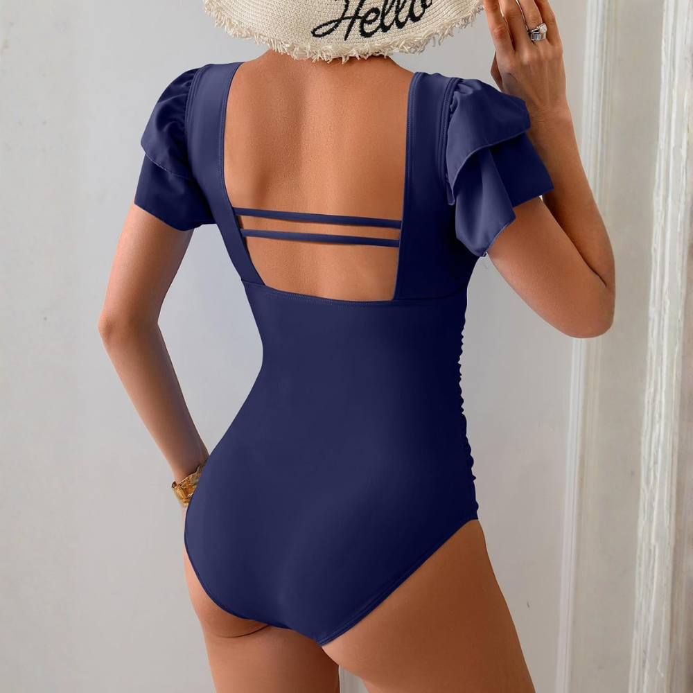 Ruffle Square Tummy Control One Piece Swimsuit