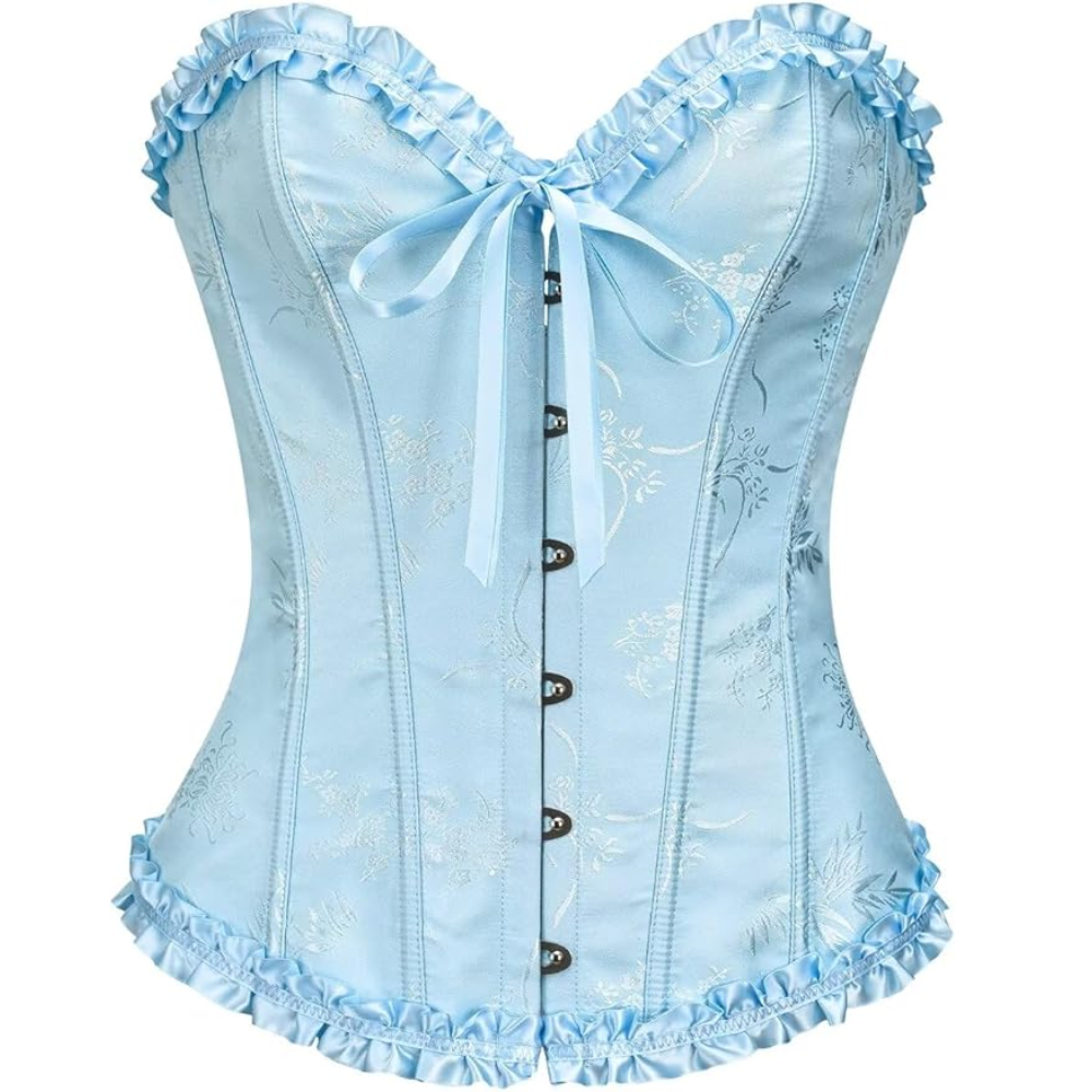 Satin Lace Up Overbust Corset Top for Women