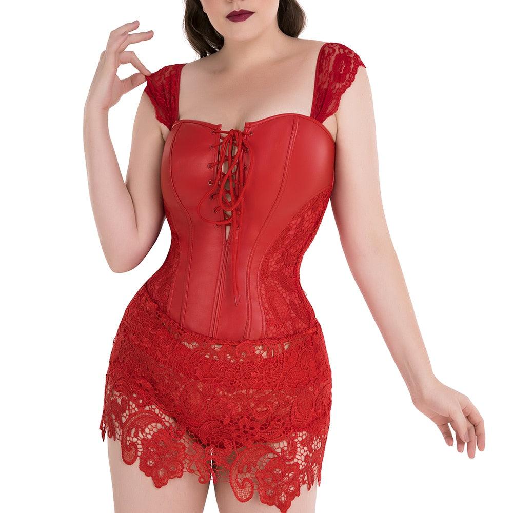 Lace Up Punk Corset – Stylish Faux Leather Bustier Top-Secret Slim Wear