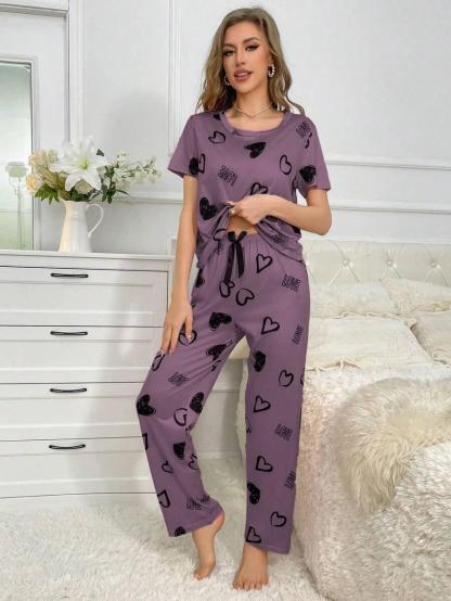 Cordate Printed Pajama Set – Comfortable Nightwear for Every Season-Secret Slim Wear