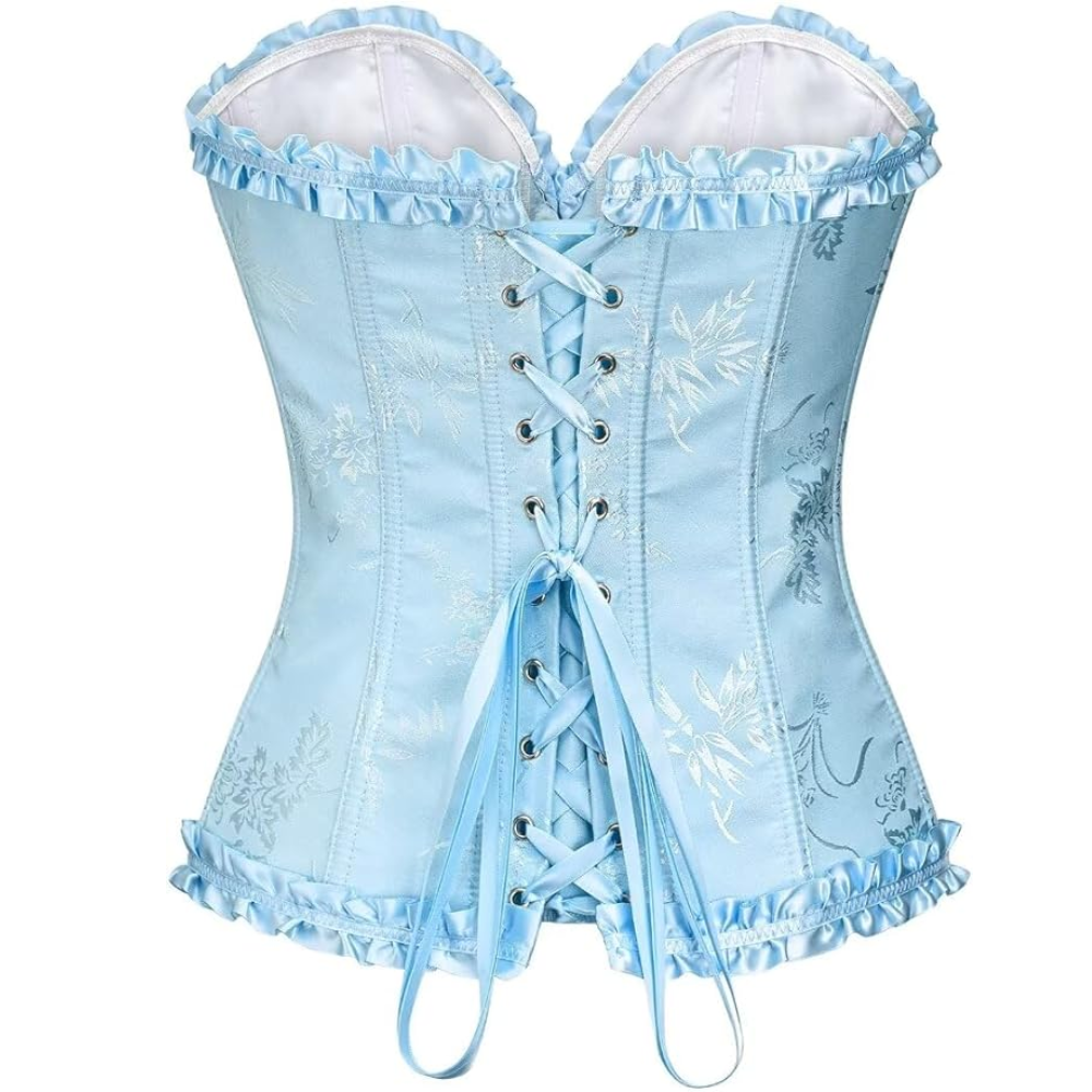 Satin Lace Up Overbust Corset Top for Women