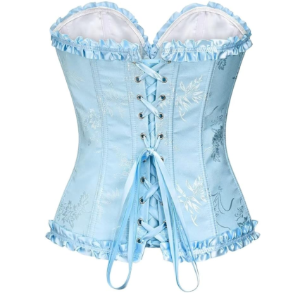 Satin Lace Up Overbust Corset Top for Women