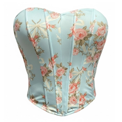Floral Print Strapless Bustier Corset Top for Women