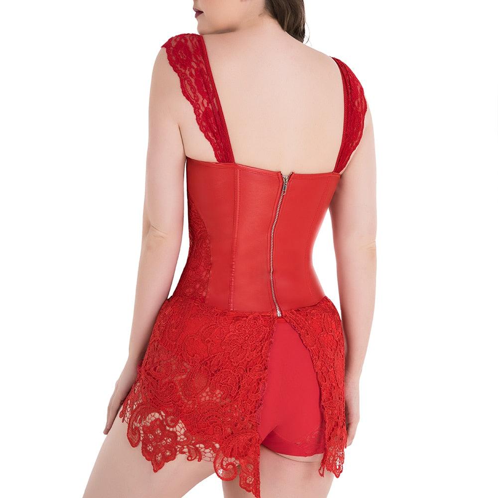 Lace Up Punk Corset – Stylish Faux Leather Bustier Top-Secret Slim Wear