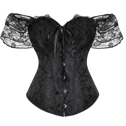 Lace Up Jacquard Underbust Corset for Women