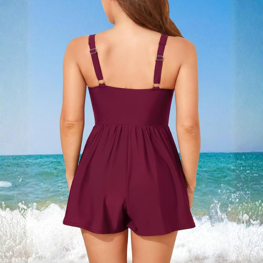 Swim Romper One Piece Swimsuit With Shorts