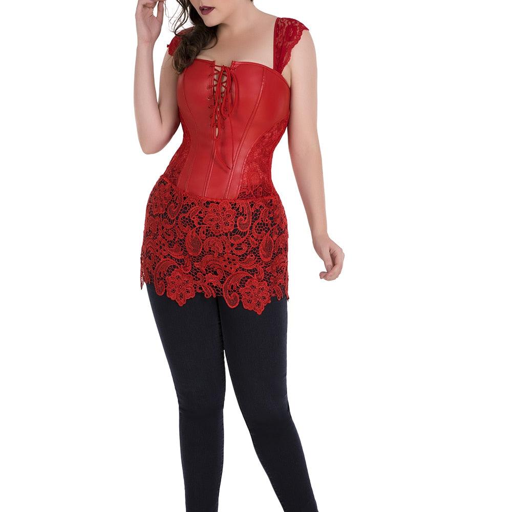 Lace Up Punk Corset – Stylish Faux Leather Bustier Top-Secret Slim Wear