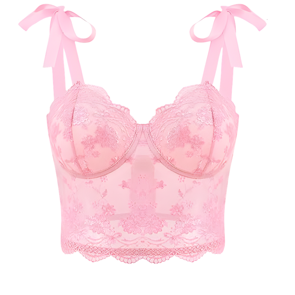 Mesh Sequin Floral Jacquard Corset Crop Top For Women