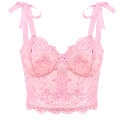 Mesh Sequin Floral Jacquard Corset Crop Top For Women