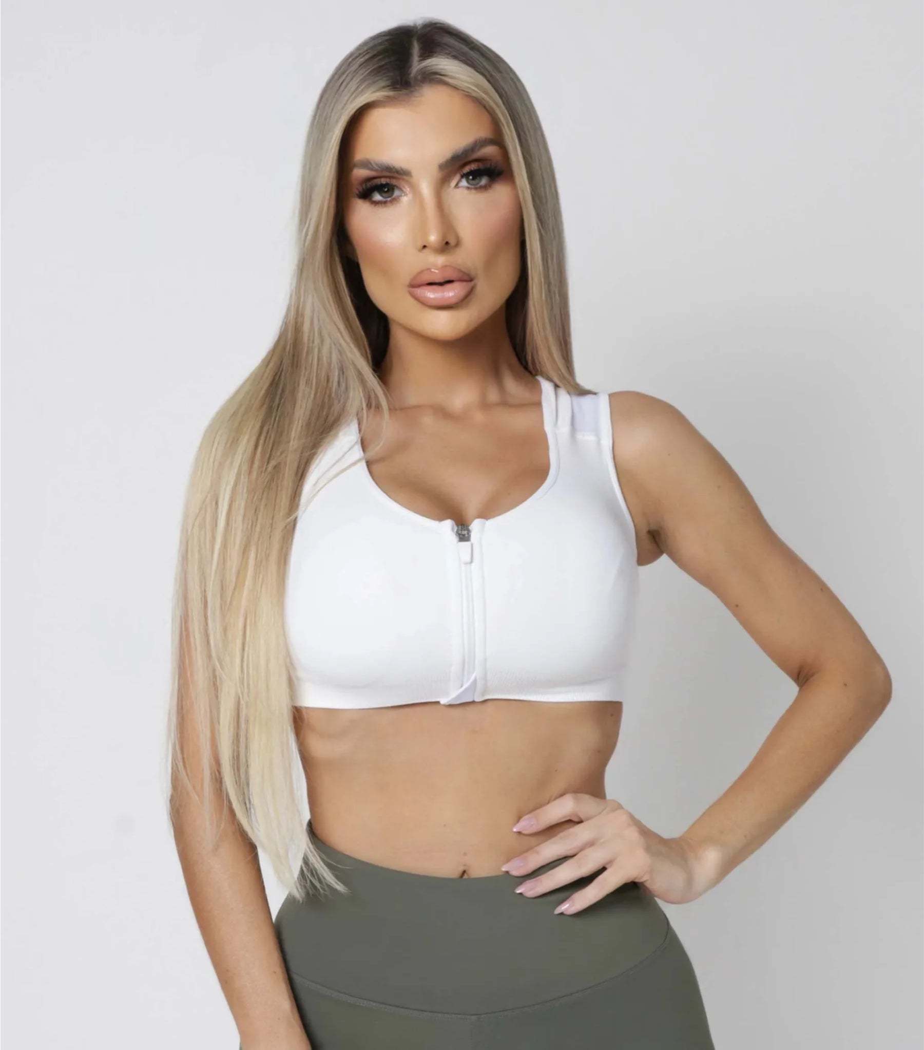 Posture Corrector Sports Bra with Zipper for Comfort and Support-Secret Slim Wear