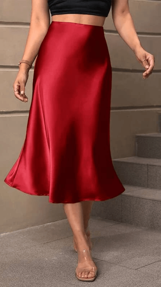 High Waist Satin Skirt – Elegance with Every Step-Secret Slim Wear
