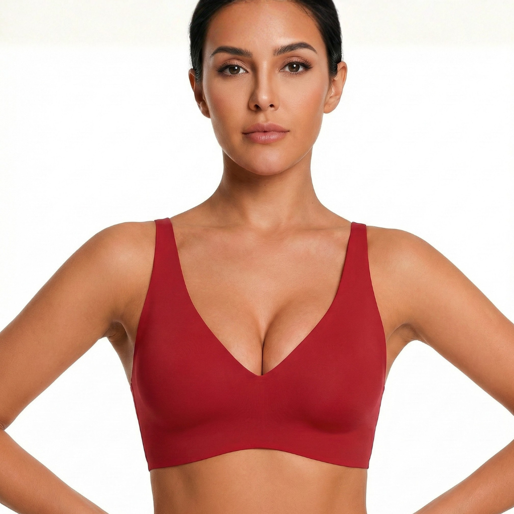 Wireless Deep V Bralette For Women With Push Up Design