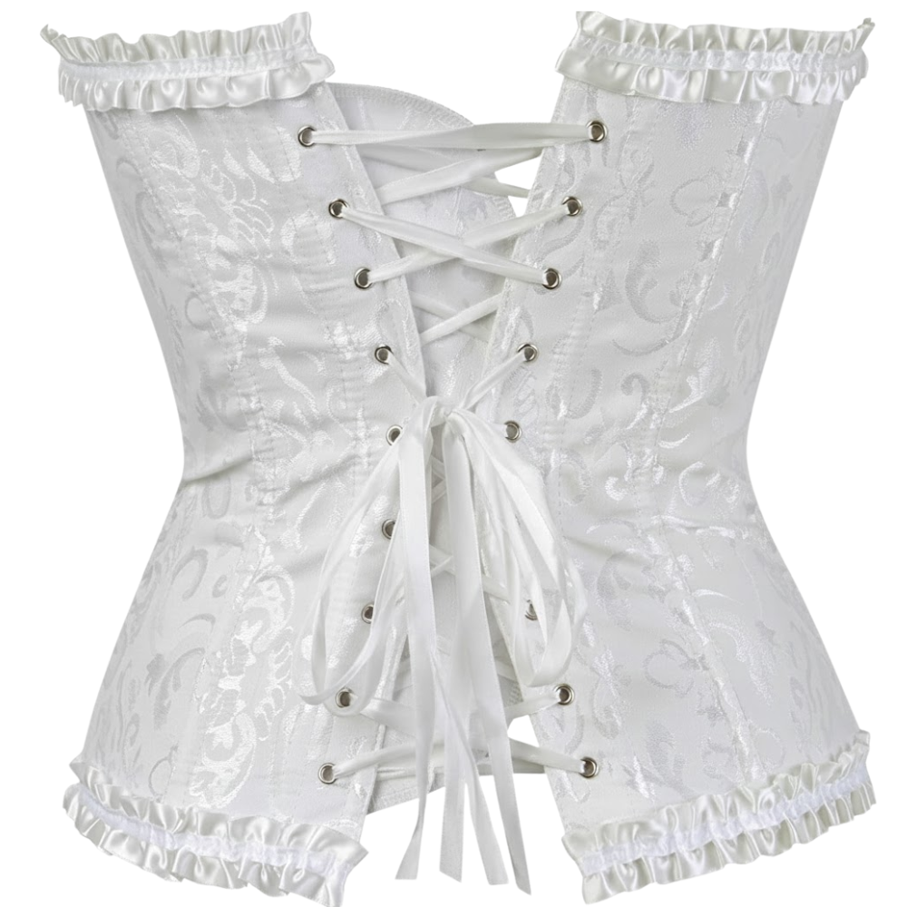 Satin Floral Lace Up Overbust Corset For Women