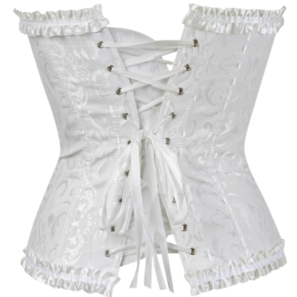 Satin Floral Lace Up Overbust Corset For Women