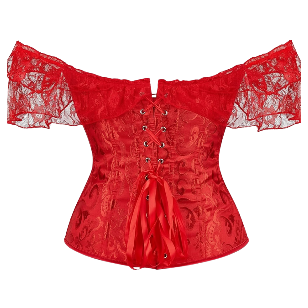Floral Lace Off Shoulder Overbust Corset for Women