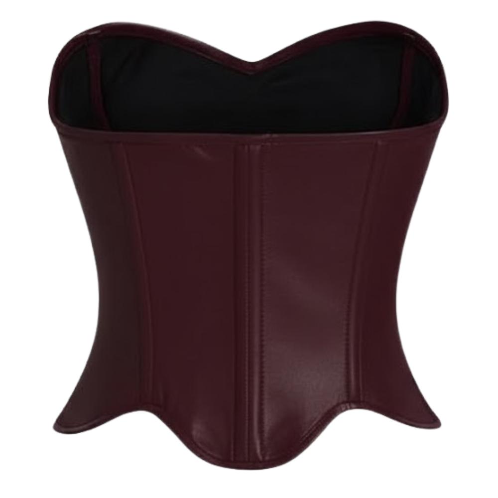 Leather Strapless Corset Top For Women