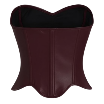Leather Strapless Corset Top For Women