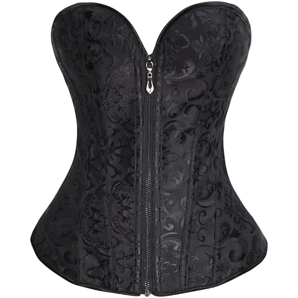 Satin Lace Up Floral Overbust Corset Top for Women