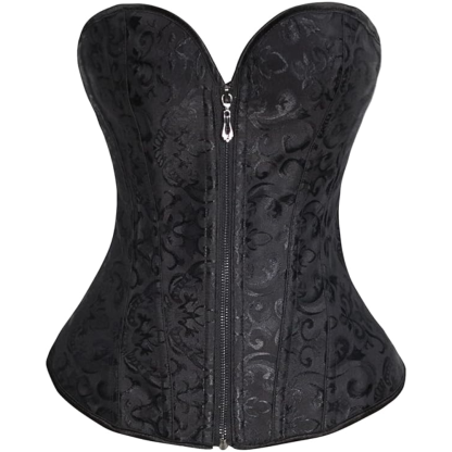 Satin Lace Up Floral Overbust Corset Top for Women