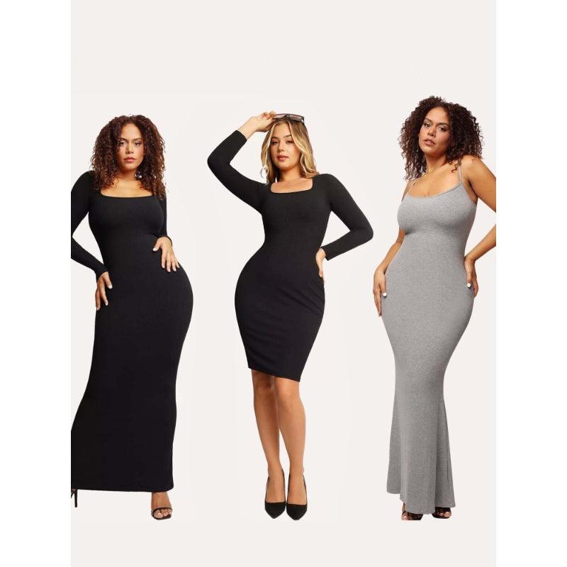 Stylish Built-In Shapewear Modal Soft Lounge Dress - It's Comfortable-Secret Slim Wear