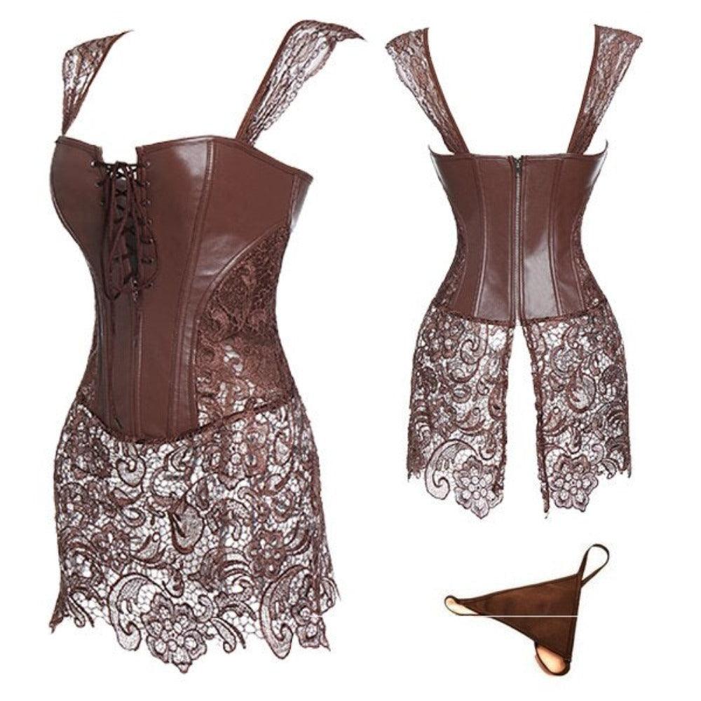 Lace Up Punk Corset – Stylish Faux Leather Bustier Top-Secret Slim Wear