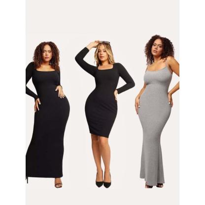 Stylish Built-In Shapewear Modal Soft Lounge Dress - It's Comfortable-Secret Slim Wear