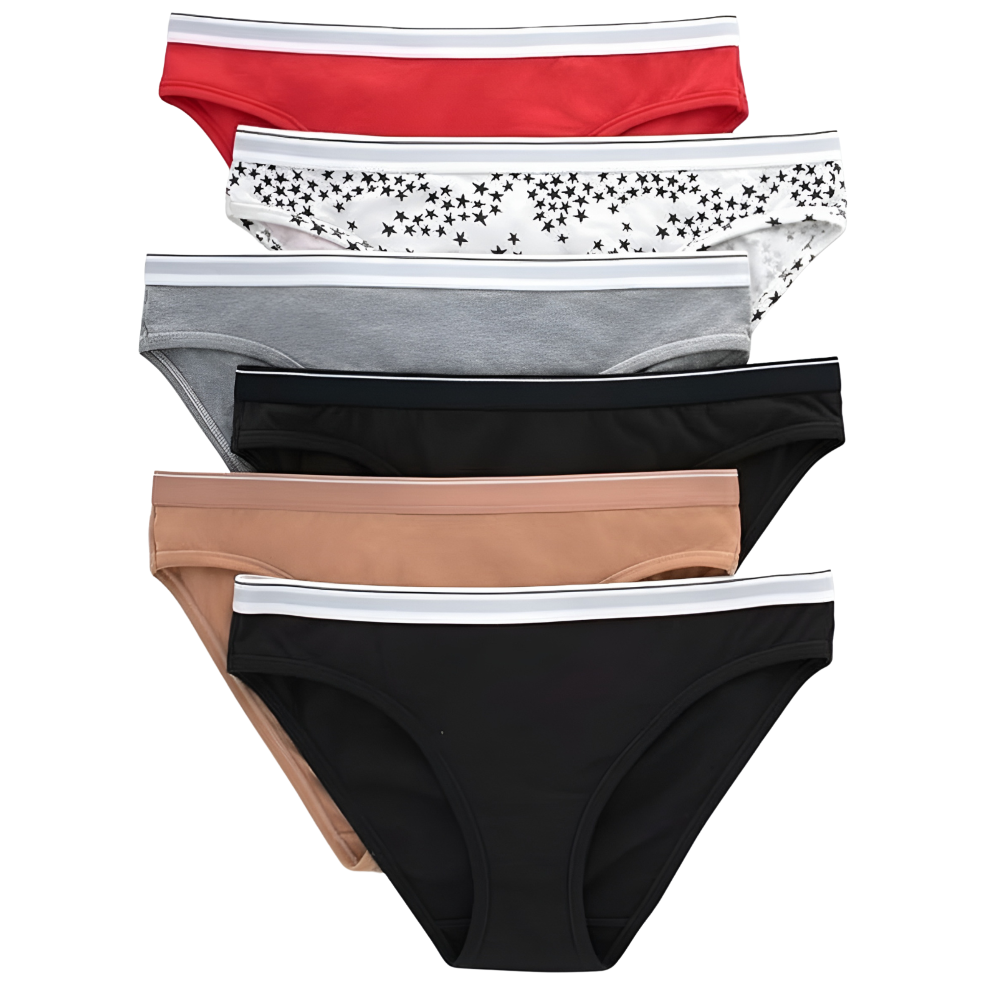 Pack of 6 Stretch Cotton Bikini Panties for Women