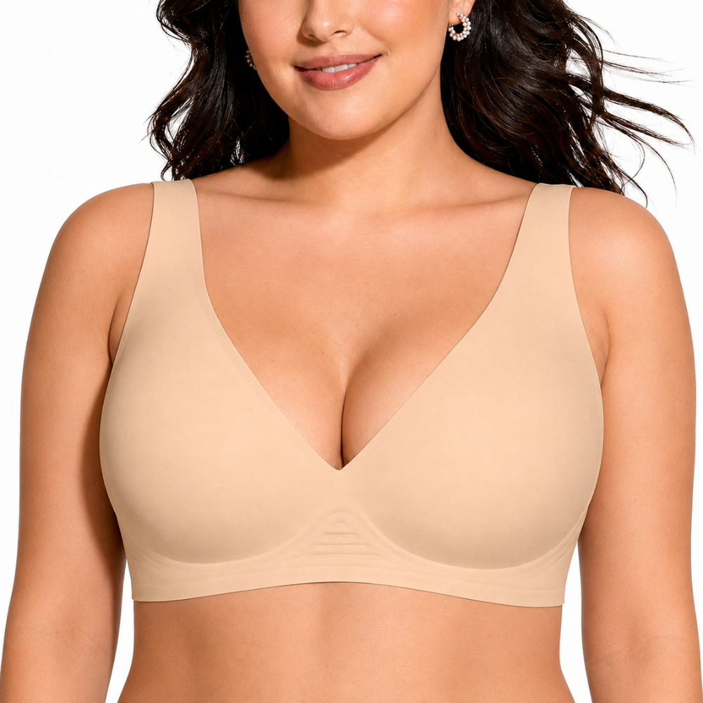 Deep V No Underwire Plunge Push Up T Shirt Bra For Women