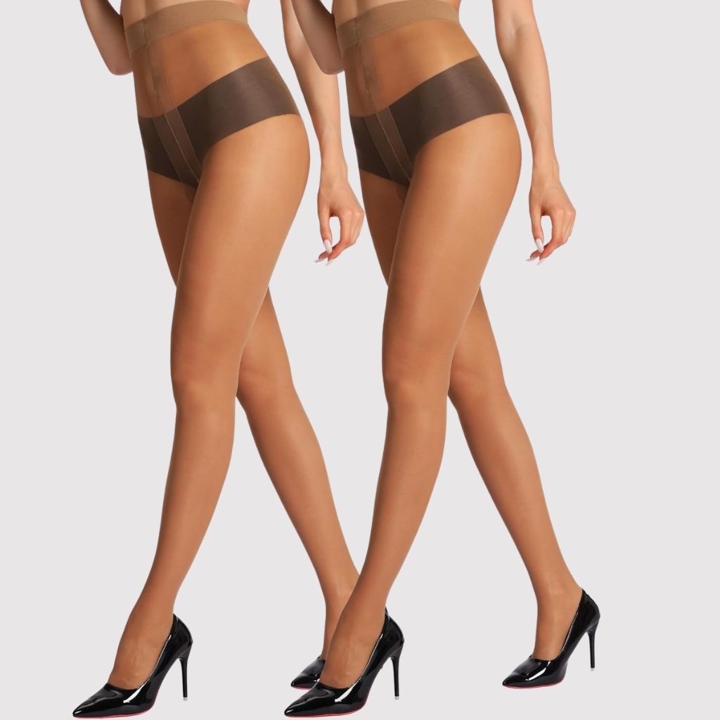 2 Pairs Sheer Tights Ultra Thin Reinforced Pantyhose