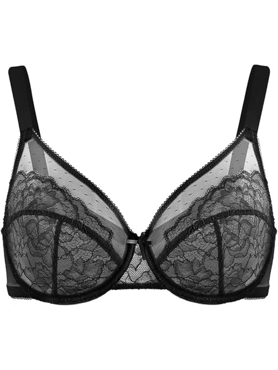 Minimizer Bra Lace With Full Coverage With Wide Strap Underwire Support-Secret Slim Wear