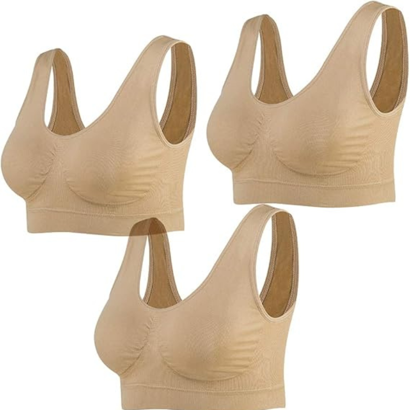 Seamless Wirefree Yoga Bra Pack Of 3 With Removable Pads-Secret Slim Wear
