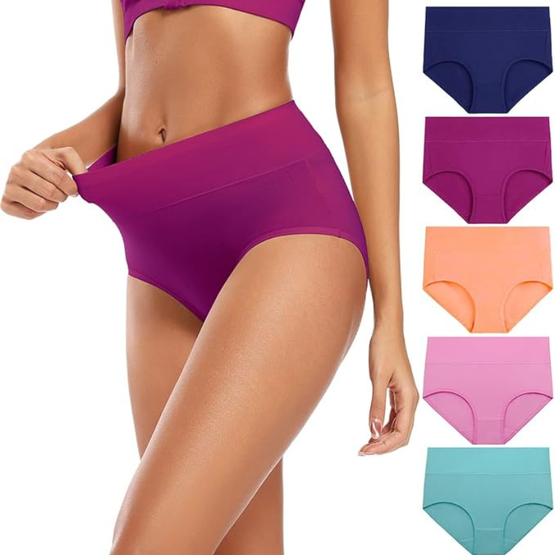 Comfy Cotton Stretch Underwear High Rise Full Brief Pack Of 5-Secret Slim Wear