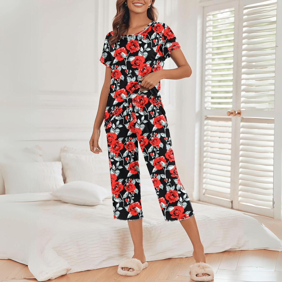 Printed Capri Pajama Sets – Comfortable and Stylish Loungewear-Secret Slim Wear