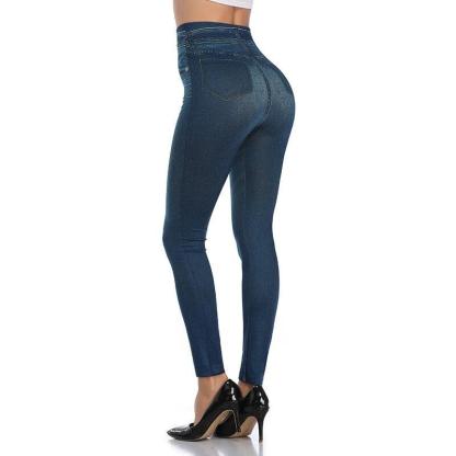 Faux Denim Jeans Leggings – Stylish High Waist Fit-Secret Slim Wear