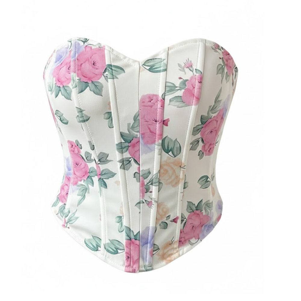 Floral Print Strapless Bustier Corset Top for Women