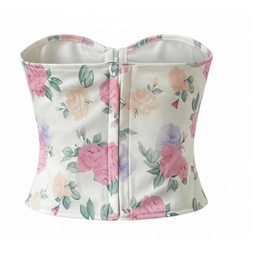 Floral Print Strapless Bustier Corset Top for Women